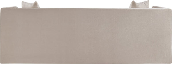 Meridian Furniture Everett Plush Chenille Contemporary Sofa with Staggered Back for Modern Living Rooms 44068Beige-S