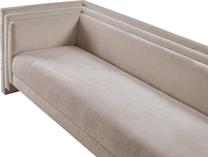 Meridian Furniture Everett Plush Chenille Contemporary Sofa with Staggered Back for Modern Living Rooms 44068Beige-S