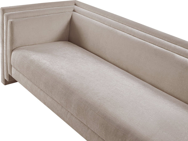 Meridian Furniture Everett Plush Chenille Contemporary Sofa with Staggered Back for Modern Living Rooms 44068Beige-S