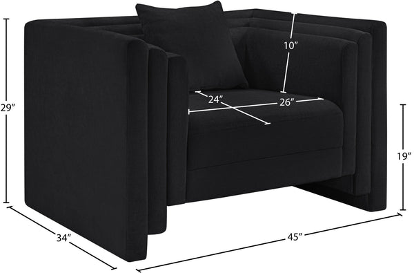 Meridian Furniture Everett Accent Chair with Plush Cushioning and Solid Wood Frame for Modern Living Spaces Black Chenille Fabric 44068Black-C
