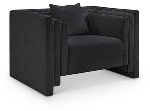 Meridian Furniture Everett Accent Chair with Plush Cushioning and Solid Wood Frame for Modern Living Spaces Black Chenille Fabric 44068Black-C