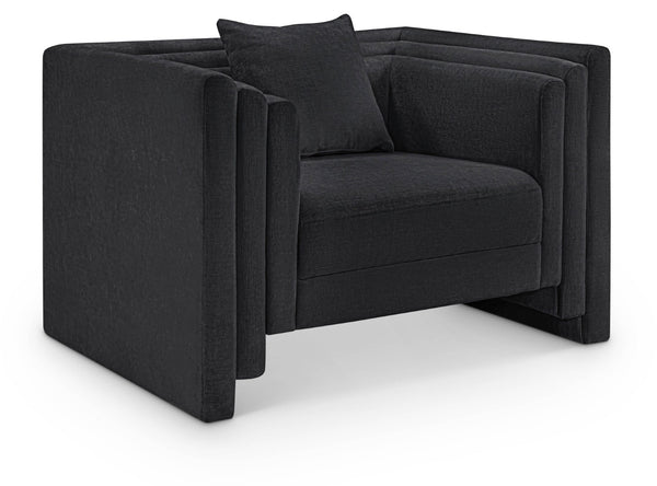 Meridian Furniture Everett Accent Chair with Plush Cushioning and Solid Wood Frame for Modern Living Spaces Black Chenille Fabric 44068Black-C