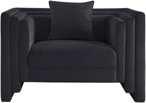 Meridian Furniture Everett Accent Chair with Plush Cushioning and Solid Wood Frame for Modern Living Spaces Black Chenille Fabric 44068Black-C