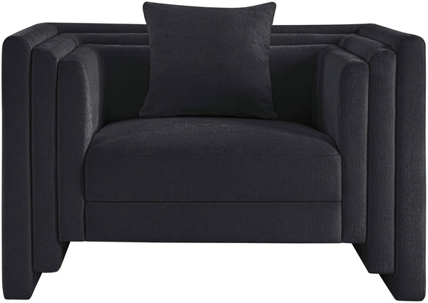 Meridian Furniture Everett Accent Chair with Plush Cushioning and Solid Wood Frame for Modern Living Spaces Black Chenille Fabric 44068Black-C