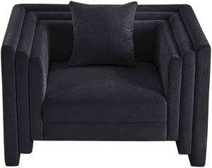Meridian Furniture Everett Accent Chair with Plush Cushioning and Solid Wood Frame for Modern Living Spaces Black Chenille Fabric 44068Black-C