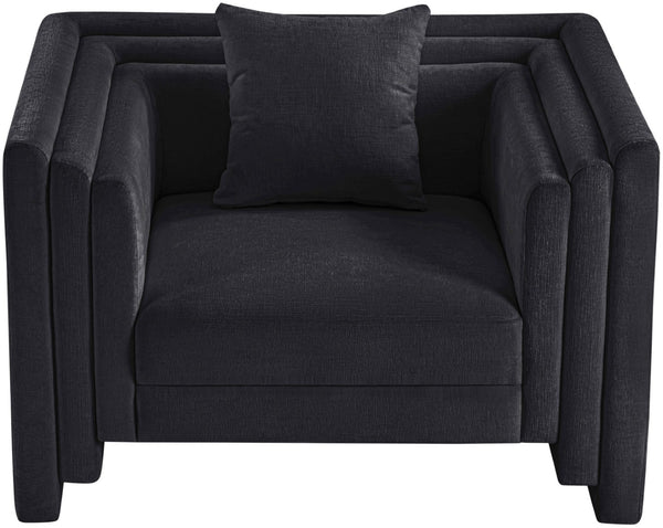 Meridian Furniture Everett Accent Chair with Plush Cushioning and Solid Wood Frame for Modern Living Spaces Black Chenille Fabric 44068Black-C
