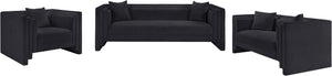 Meridian Furniture Everett Accent Chair with Plush Cushioning and Solid Wood Frame for Modern Living Spaces Black Chenille Fabric 44068Black-C