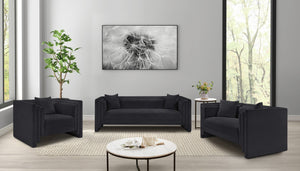 Meridian Furniture Everett Accent Chair with Plush Cushioning and Solid Wood Frame for Modern Living Spaces Black Chenille Fabric 44068Black-C