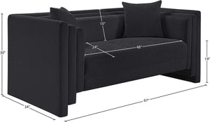 Meridian Furniture Everett Chenille Upholstered Sofa with Staggered Back Cushions for Modern Living 44068Black-L