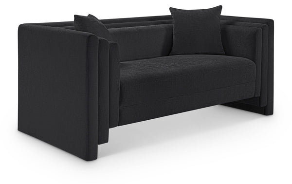 Meridian Furniture Everett Chenille Upholstered Sofa with Staggered Back Cushions for Modern Living 44068Black-L