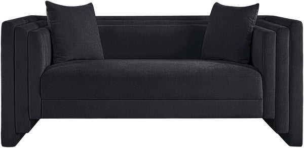 Meridian Furniture Everett Chenille Upholstered Sofa with Staggered Back Cushions for Modern Living 44068Black-L