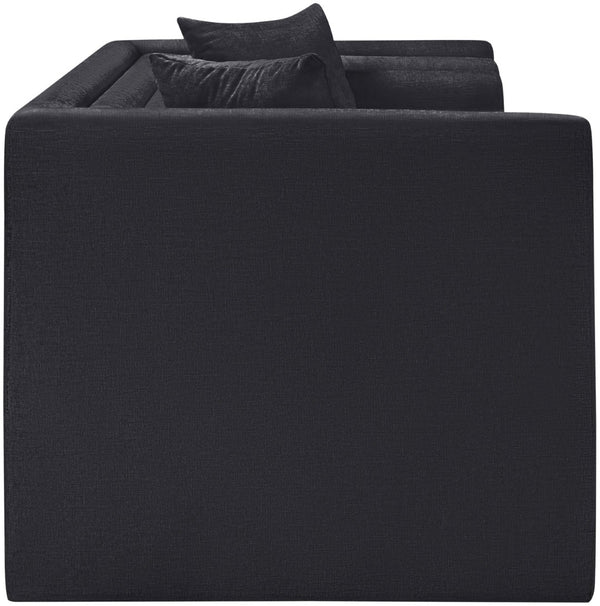 Meridian Furniture Everett Chenille Upholstered Sofa with Staggered Back Cushions for Modern Living 44068Black-L