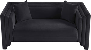 Meridian Furniture Everett Chenille Upholstered Sofa with Staggered Back Cushions for Modern Living 44068Black-L
