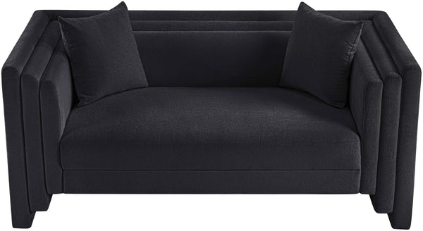 Meridian Furniture Everett Chenille Upholstered Sofa with Staggered Back Cushions for Modern Living 44068Black-L