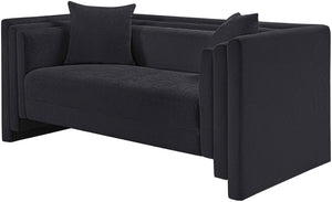 Meridian Furniture Everett Chenille Upholstered Sofa with Staggered Back Cushions for Modern Living 44068Black-L