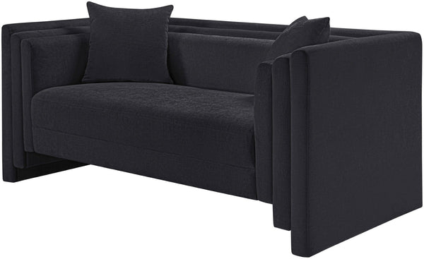Meridian Furniture Everett Chenille Upholstered Sofa with Staggered Back Cushions for Modern Living 44068Black-L