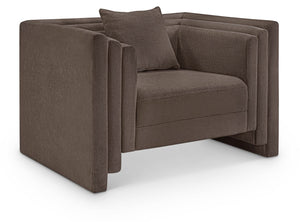 Meridian Furniture Everett Accent Chair with Plush Cushioning and Solid Wood Frame for Modern Living Spaces Brown Chenille Fabric 44068Brown-C