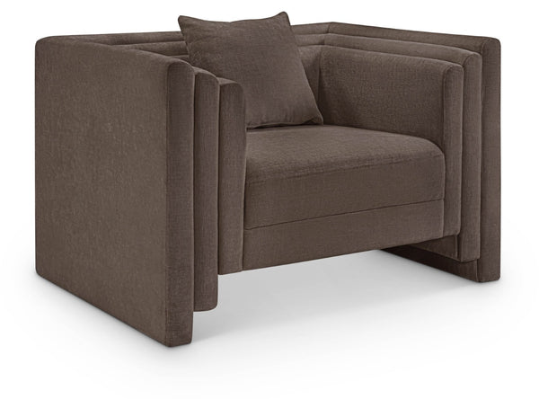 Meridian Furniture Everett Accent Chair with Plush Cushioning and Solid Wood Frame for Modern Living Spaces Brown Chenille Fabric 44068Brown-C