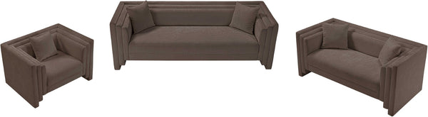Meridian Furniture Everett Accent Chair with Plush Cushioning and Solid Wood Frame for Modern Living Spaces Brown Chenille Fabric 44068Brown-C
