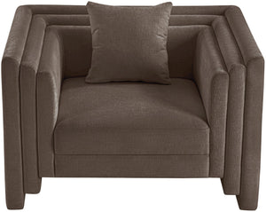 Meridian Furniture Everett Accent Chair with Plush Cushioning and Solid Wood Frame for Modern Living Spaces Brown Chenille Fabric 44068Brown-C