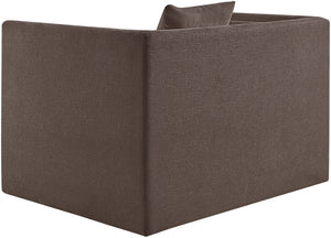 Meridian Furniture Everett Accent Chair with Plush Cushioning and Solid Wood Frame for Modern Living Spaces Brown Chenille Fabric 44068Brown-C