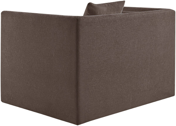 Meridian Furniture Everett Accent Chair with Plush Cushioning and Solid Wood Frame for Modern Living Spaces Brown Chenille Fabric 44068Brown-C