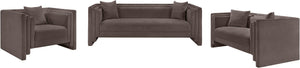 Meridian Furniture Everett Accent Chair with Plush Cushioning and Solid Wood Frame for Modern Living Spaces Brown Chenille Fabric 44068Brown-C