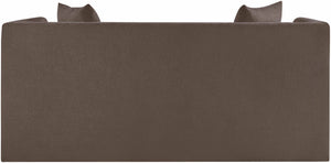 Meridian Furniture Everett Plush Chenille Compact Sofa with Staggered Cushions for Cozy Living Spaces 44068Brown-L