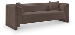 Meridian Furniture Everett Plush Chenille Upholstered Sofa with Staggered Cushions for Living Rooms 44068Brown-S