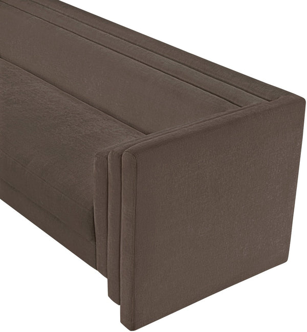 Meridian Furniture Everett Plush Chenille Upholstered Sofa with Staggered Cushions for Living Rooms 44068Brown-S