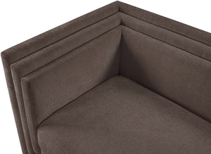 Meridian Furniture Everett Plush Chenille Upholstered Sofa with Staggered Cushions for Living Rooms 44068Brown-S