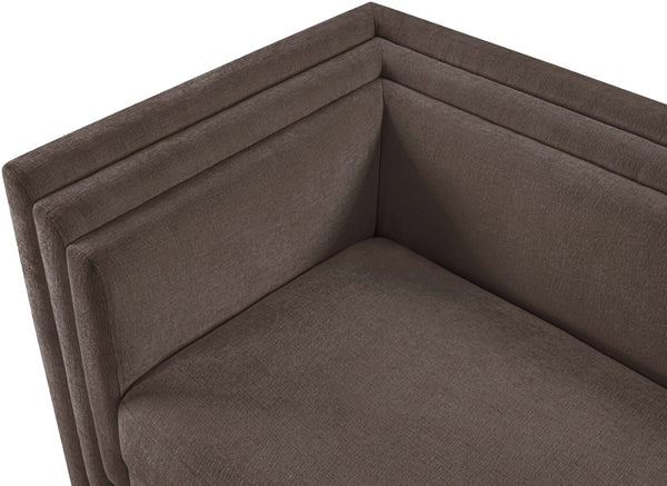 Meridian Furniture Everett Plush Chenille Upholstered Sofa with Staggered Cushions for Living Rooms 44068Brown-S
