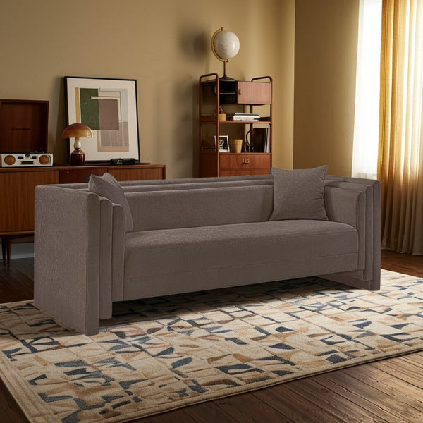 Meridian Furniture Everett Plush Chenille Upholstered Sofa with Staggered Cushions for Living Rooms 44068Brown-S