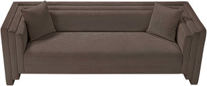 Meridian Furniture Everett Plush Chenille Upholstered Sofa with Staggered Cushions for Living Rooms 44068Brown-S