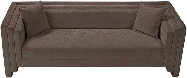 Meridian Furniture Everett Plush Chenille Upholstered Sofa with Staggered Cushions for Living Rooms 44068Brown-S
