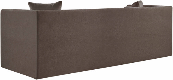 Meridian Furniture Everett Plush Chenille Upholstered Sofa with Staggered Cushions for Living Rooms 44068Brown-S