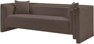 Meridian Furniture Everett Plush Chenille Upholstered Sofa with Staggered Cushions for Living Rooms 44068Brown-S