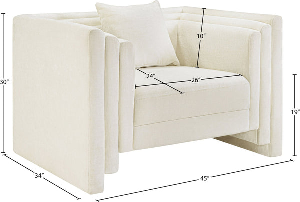 Meridian Furniture Everett Accent Chair with Plush Cushioning and Solid Wood Frame for Modern Living Spaces Cream Chenille Fabric 44068Cream-C
