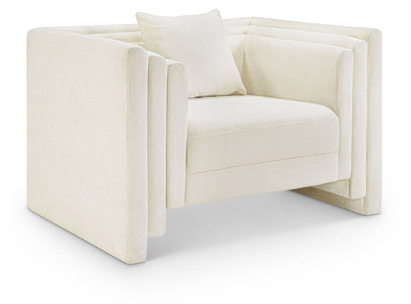 Meridian Furniture Everett Accent Chair with Plush Cushioning and Solid Wood Frame for Modern Living Spaces Cream Chenille Fabric 44068Cream-C