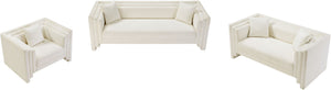 Meridian Furniture Everett Accent Chair with Plush Cushioning and Solid Wood Frame for Modern Living Spaces Cream Chenille Fabric 44068Cream-C