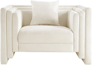 Meridian Furniture Everett Accent Chair with Plush Cushioning and Solid Wood Frame for Modern Living Spaces Cream Chenille Fabric 44068Cream-C