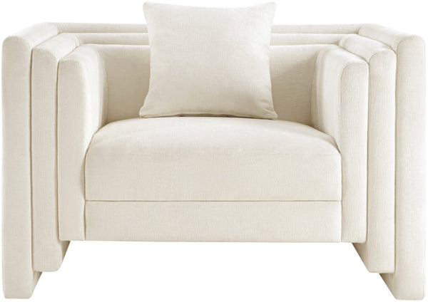 Meridian Furniture Everett Accent Chair with Plush Cushioning and Solid Wood Frame for Modern Living Spaces Cream Chenille Fabric 44068Cream-C