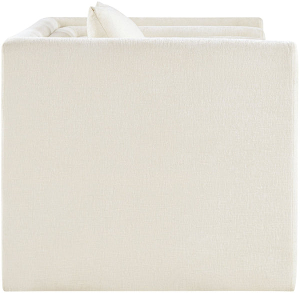 Meridian Furniture Everett Accent Chair with Plush Cushioning and Solid Wood Frame for Modern Living Spaces Cream Chenille Fabric 44068Cream-C