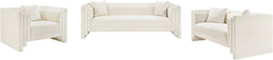 Meridian Furniture Everett Accent Chair with Plush Cushioning and Solid Wood Frame for Modern Living Spaces Cream Chenille Fabric 44068Cream-C