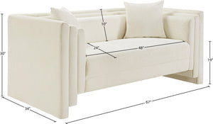 Meridian Furniture Everett Cream Chenille Small Sofa with Staggered Cushions for Cozy Living Spaces 44068Cream-L