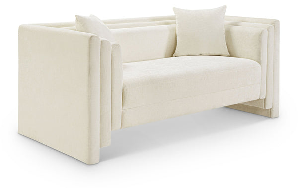 Meridian Furniture Everett Cream Chenille Small Sofa with Staggered Cushions for Cozy Living Spaces 44068Cream-L