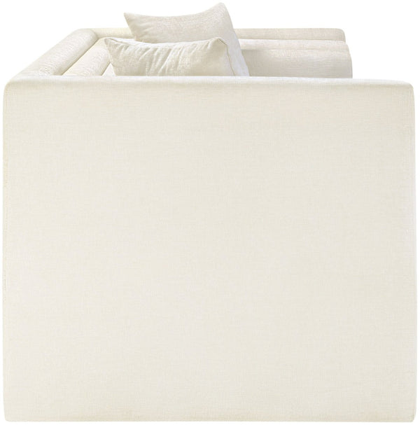 Meridian Furniture Everett Cream Chenille Small Sofa with Staggered Cushions for Cozy Living Spaces 44068Cream-L