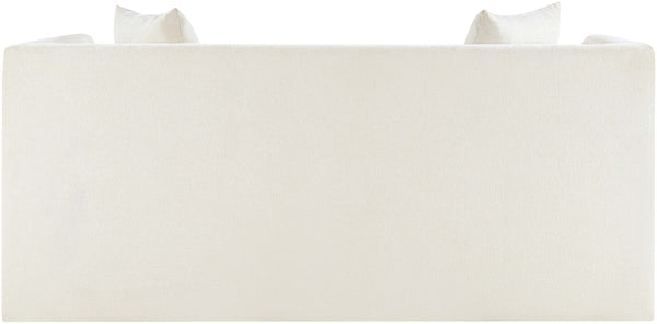 Meridian Furniture Everett Cream Chenille Small Sofa with Staggered Cushions for Cozy Living Spaces 44068Cream-L