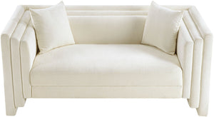 Meridian Furniture Everett Cream Chenille Small Sofa with Staggered Cushions for Cozy Living Spaces 44068Cream-L