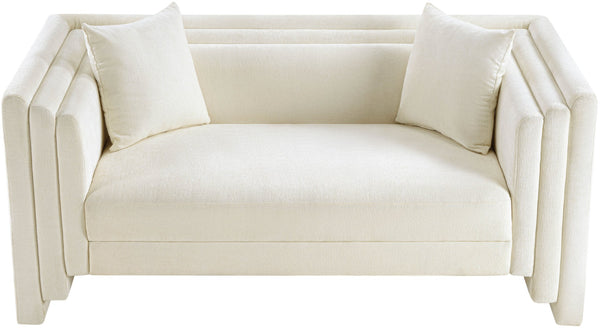 Meridian Furniture Everett Cream Chenille Small Sofa with Staggered Cushions for Cozy Living Spaces 44068Cream-L